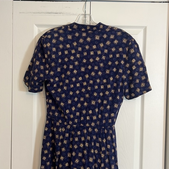 VTG Bichon by Sara Edwards Women’s Size Small Blue Rayon Midi Dress Tie Back H1 - Picture 6 of 10